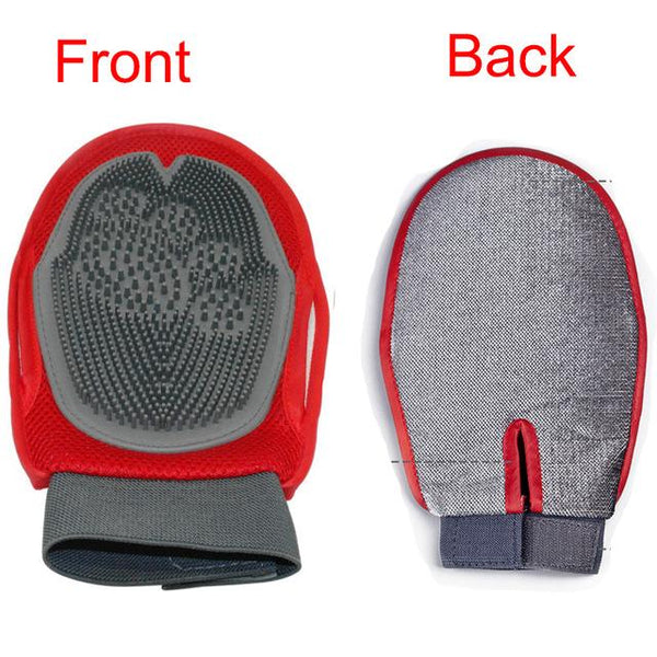 Double-Sided Dog Massage Glove for Bathing and Grooming
